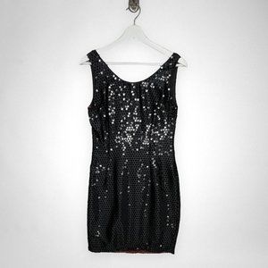Vintage 90s NECESSARY OBJECTS Black Sequin Sleeveless Dress‎ S